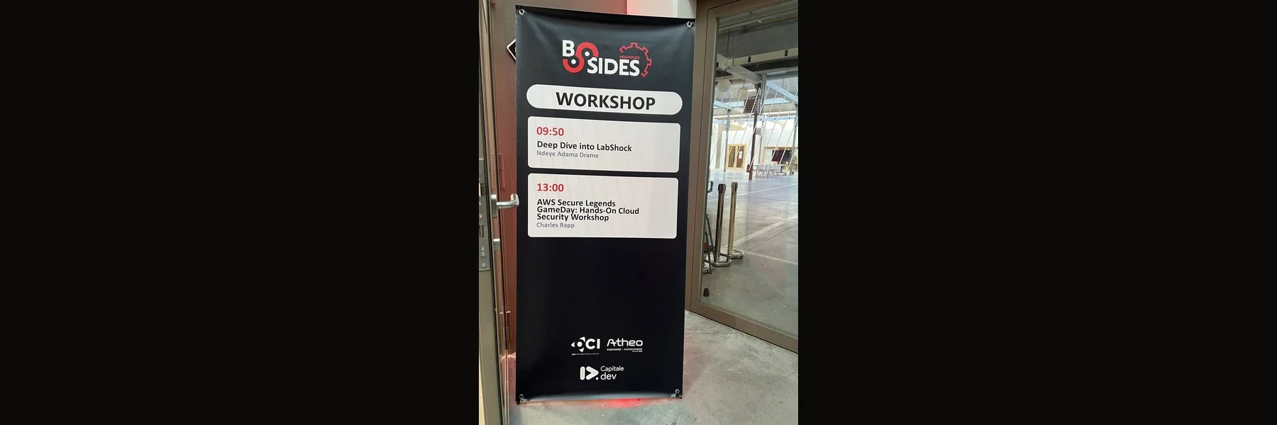 The BSides Mulhouse workshop board — Deep Dive into LabShock, 09:50, Ndeye Adama Drame