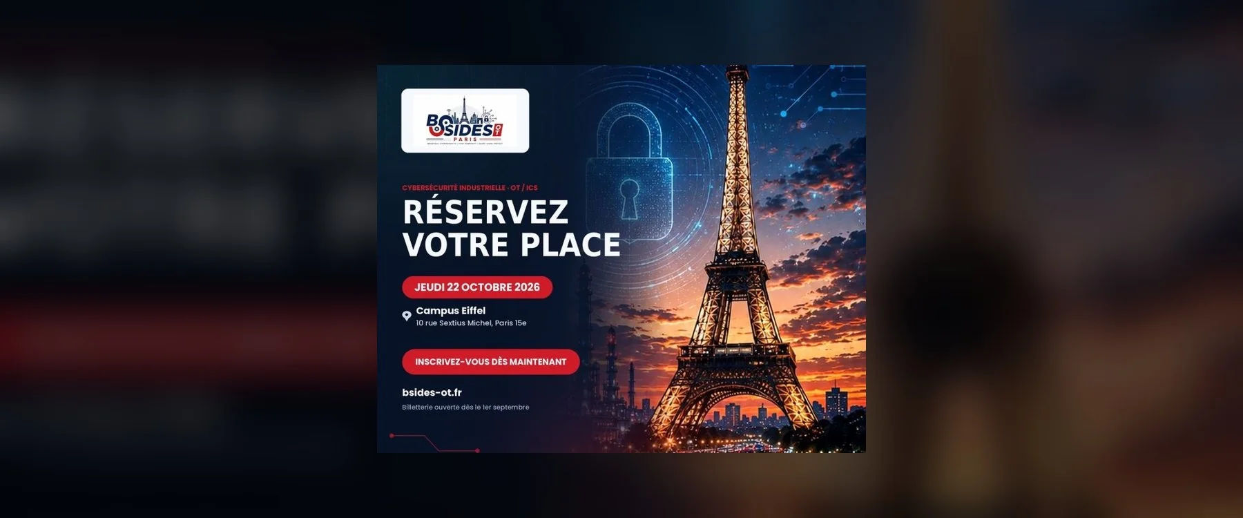 BSides OT Paris 2026 — industrial cybersecurity, Campus Eiffel, 22 October 2026