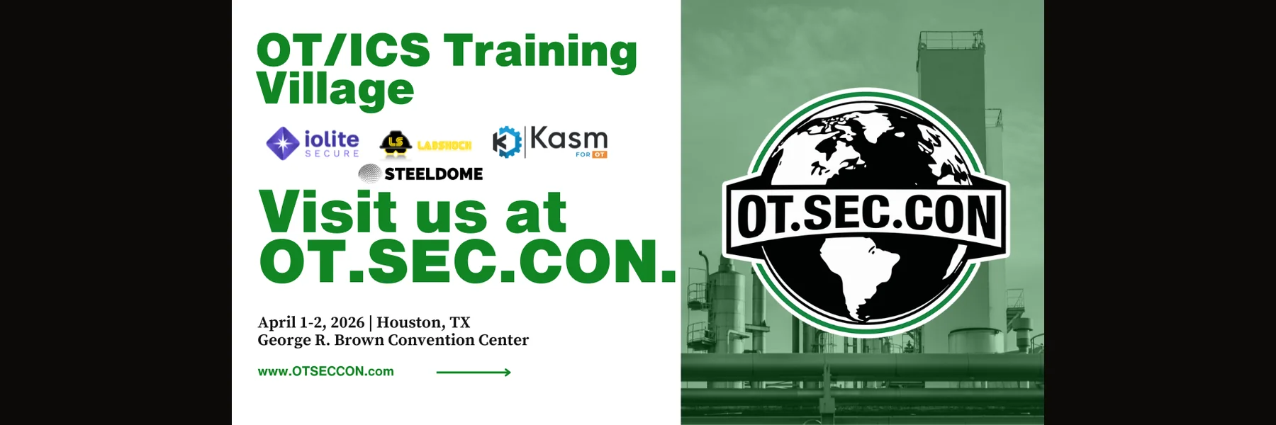 OT/ICS Training Village at OT.SEC.CON, Houston, 1-2 April 2026 — iolite Secure, Labshock, Kasm and SteelDome