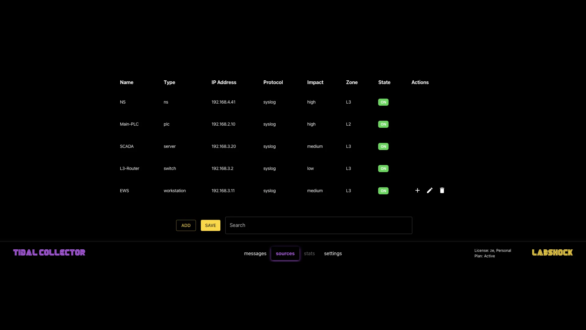 Tidal Collector — the OT log ingestion and forwarding interface inside Labshock